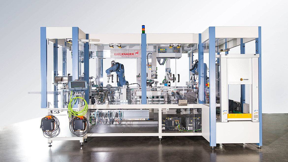 Front view of a packaging machine