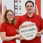 Delighted with the 2026 EcoVadis Bronze Medal for the Karl Knauer Group: Franziska Ebert, HSE Coordinator at Karl Knauer, and Philipp Beyler, Head of QHSE at Karl Knauer. © Karl Knauer KG, © Karl Knauer KG, AI modified
