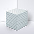 Note cube made from white paper with chequer plate print