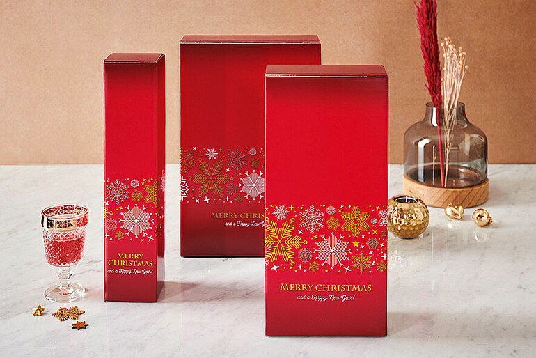 wine bottle folding box Schneeflocken