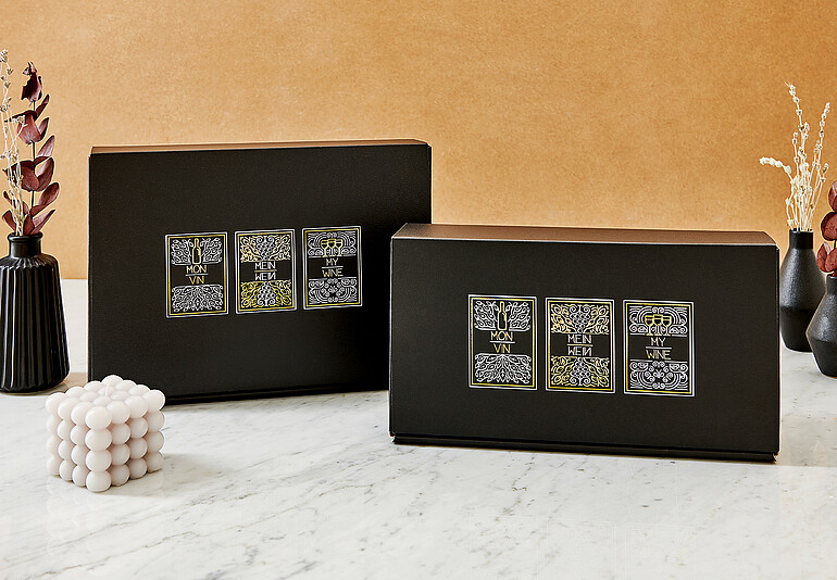 wine bottle gift carton Weintrilogie