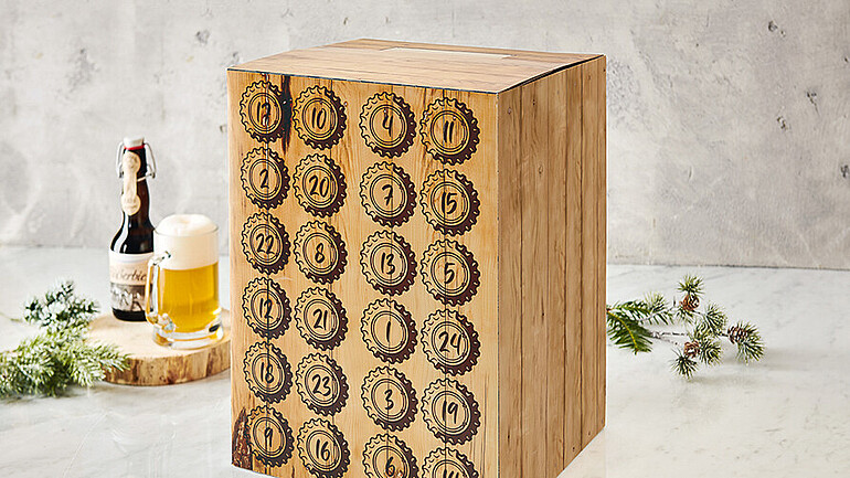 Advent calendar filled with a beer crate