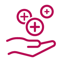 Icon, open hand being filled