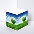 Note cube made from white paper with side print “Natur”
