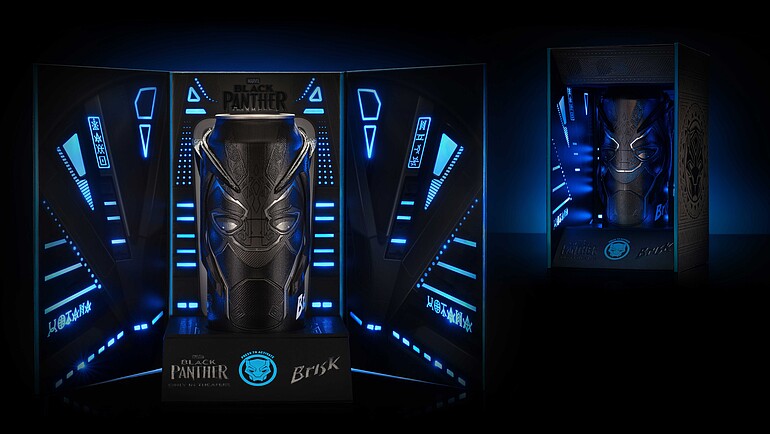 Black box for can with blue lighting