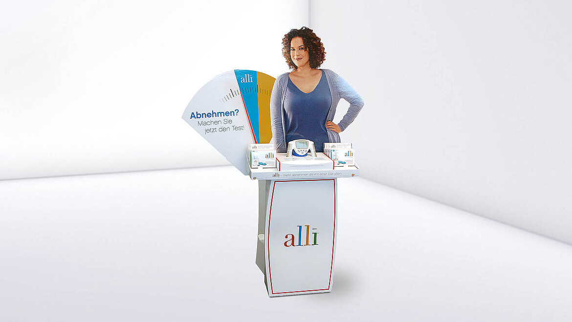 Large cardboard display with woman