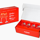 The prize draw set in brand design (Campari): The sturdy corrugated board packaging combines eye-catching design with reliable product protection for shipping. (c) Karl Knauer KG