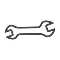 Grey icon of an open-ended spanner