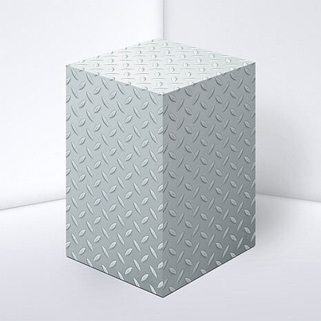 Note cube made from white paper with chequer plate print